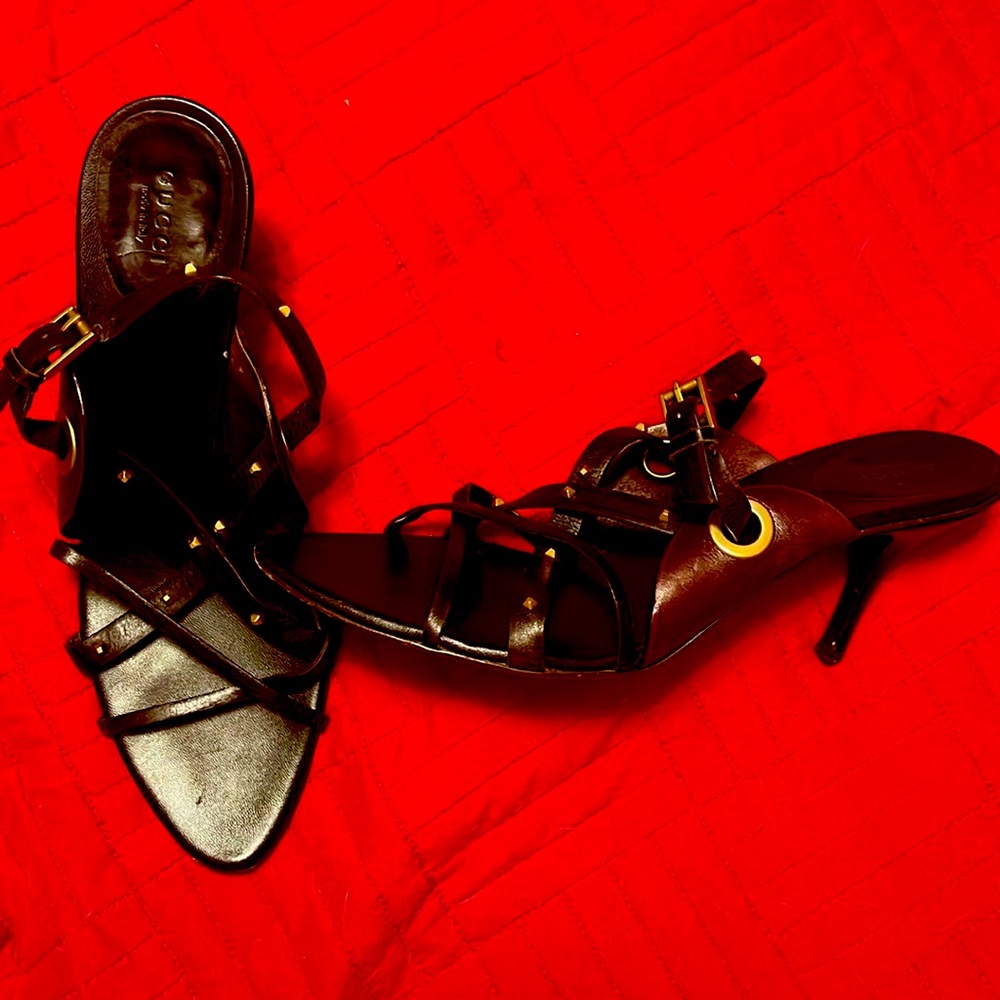 Leather Gucci studded sandals